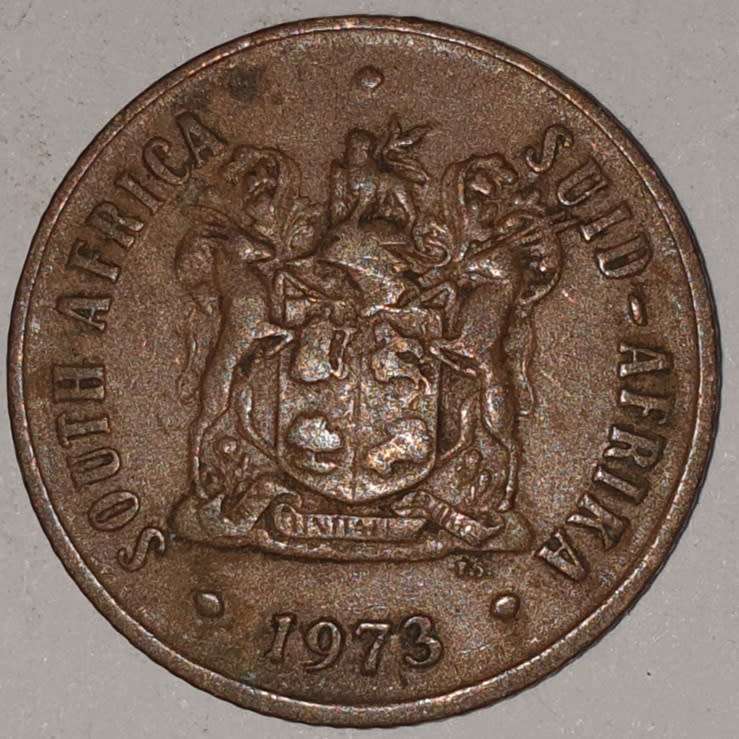 1973 - 2 CENT COIN (TWO CENT COIN) - RSA - BRONZE - KM#83 - BILINGUAL LEGEND - WILDEBEEST